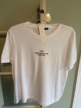 Zara White Graphic Tee "1985 Lower Manhattan, Soho, NYC"